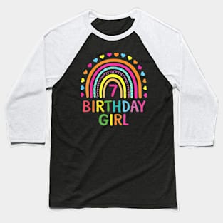 7 Years Old Rainbow Girls 7Th Birthday For Girls Kids Baseball T-Shirt